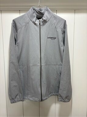 Greg Norman Jacket Gray Long Sleeve Full Zip Large Windbreaker “Lake of Isles"